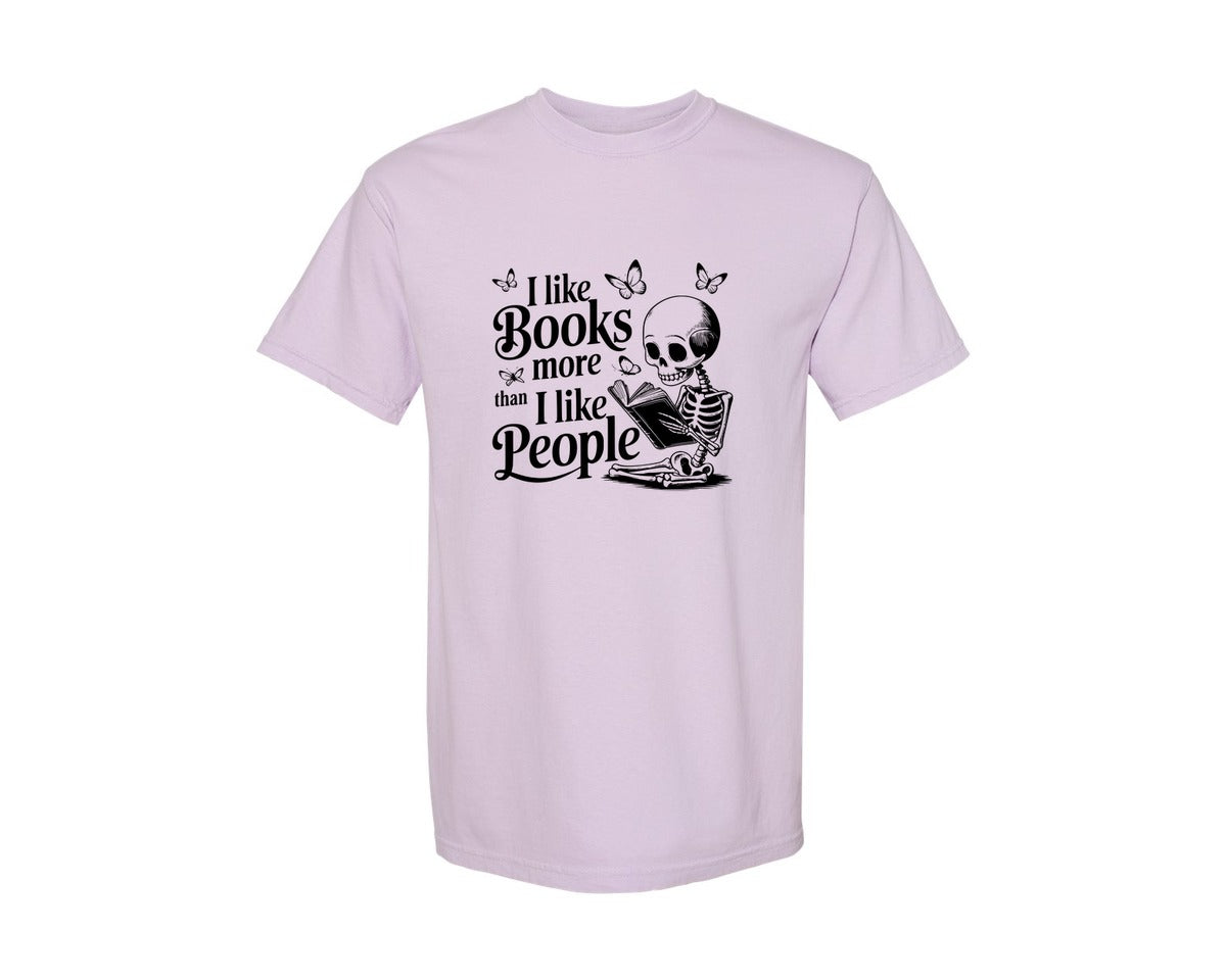 brand:Comfort Colors|color:Orchid|I Like Books More Than I Like People 3 Graphic T-Shirt