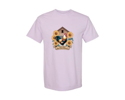 brand:Comfort Colors|color:Orchid|Just A Girl Who Loves Chickens 8 Graphic T-Shirt