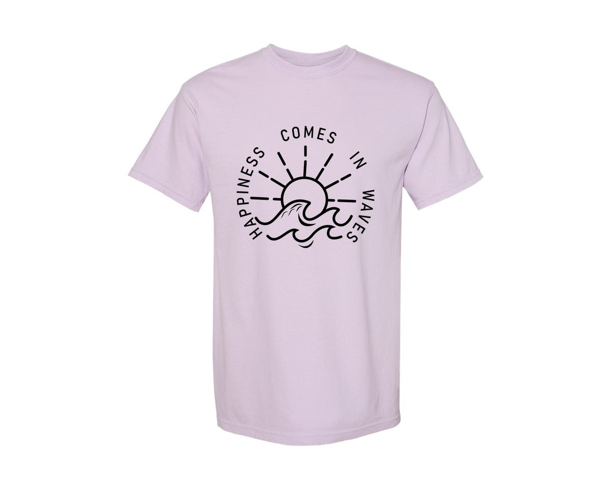brand:Comfort Colors|color:Orchid|Happiness Comes In Waves Graphic T-Shirt