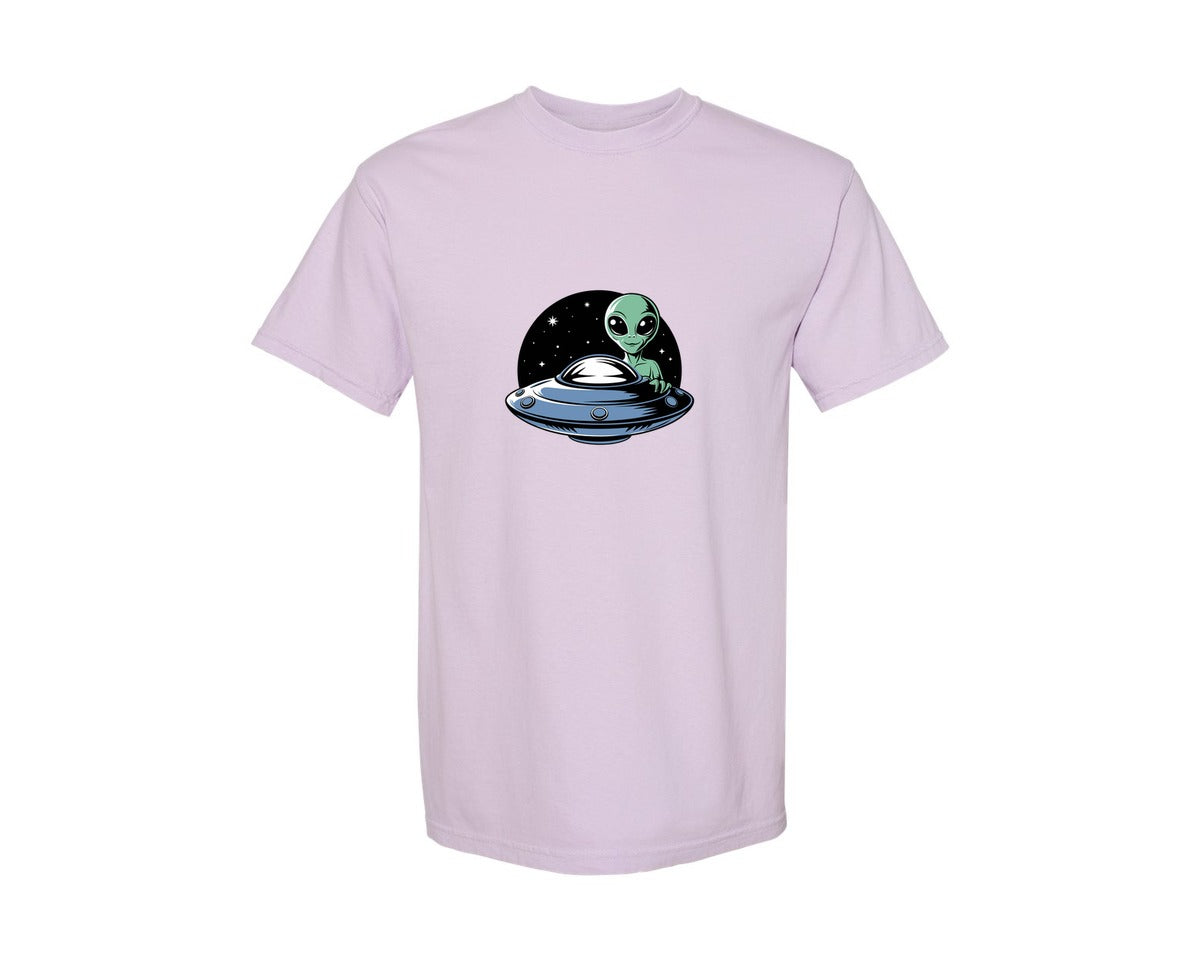 brand:Comfort Colors|color:Orchid|Retro Vintage Ufo Alien T Shirt Design 4 Graphic T-Shirt