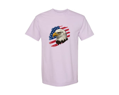 brand:Comfort Colors|color:Orchid|American Eagle With Flag Patriotic Graphic T-Shirt