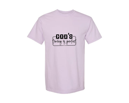 brand:Comfort Colors|color:Orchid|Gods Timing Is Perfect Sleeve Design Graphic T-Shirt