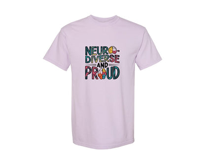 brand:Comfort Colors|color:Orchid|Neuro Diverse And Proud Autism Shirt Graphic T-Shirt