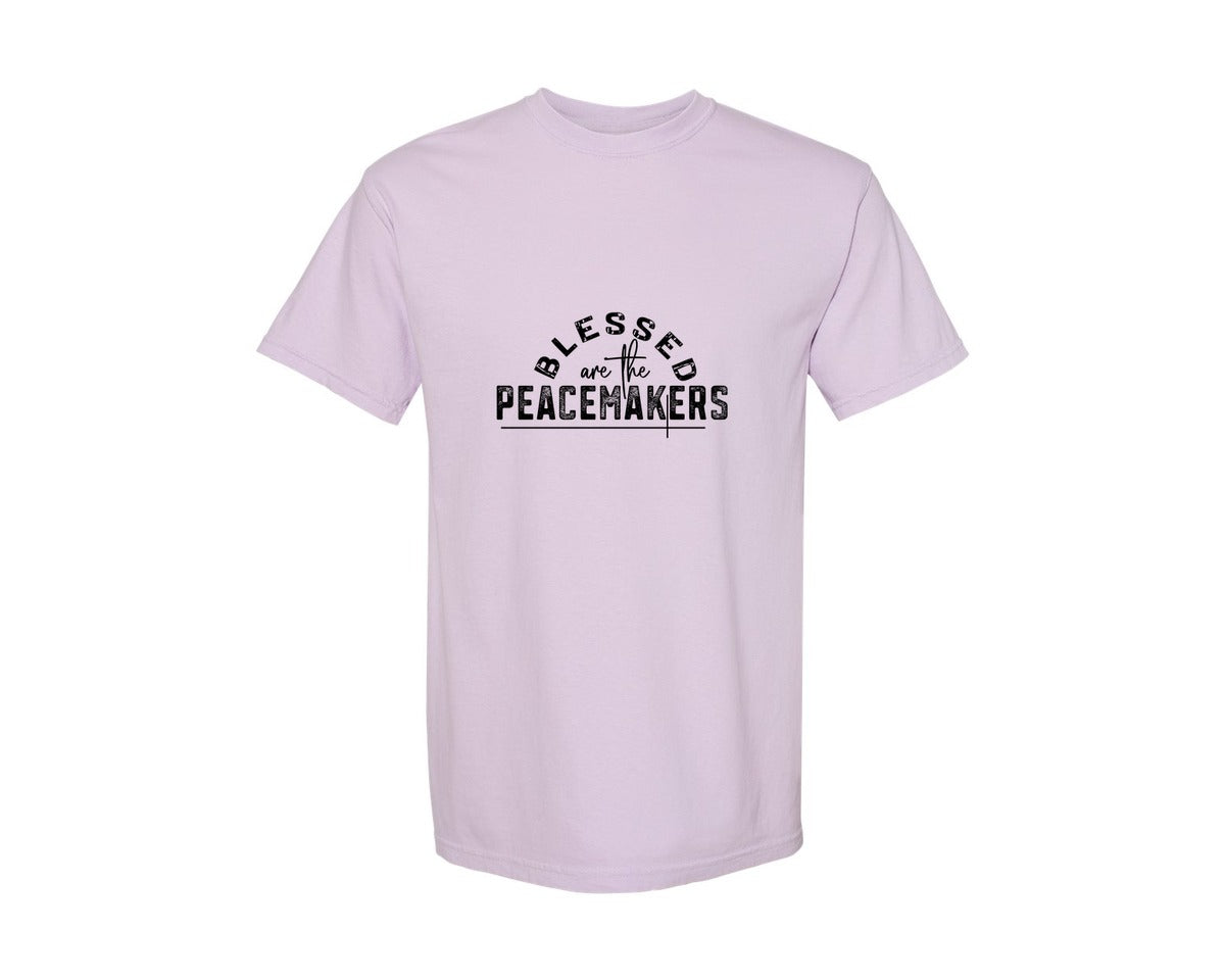 brand:Comfort Colors|color:Orchid|Blessed Are The Peacemakers Sleeve 3 Graphic T-Shirt