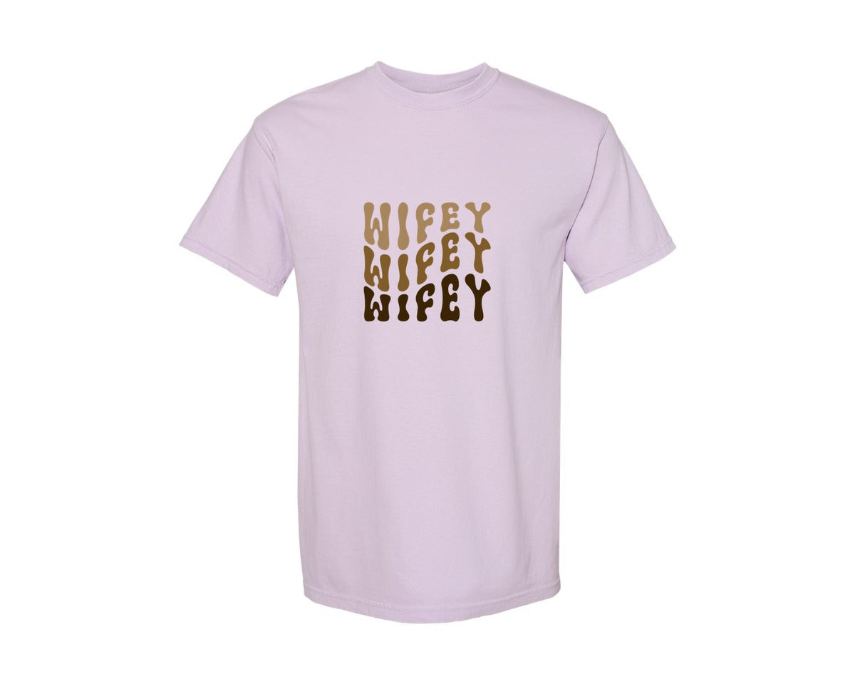 brand:Comfort Colors|color:Orchid|Wifey Crewneck Design Retro Wifey Desig Graphic T-Shirt