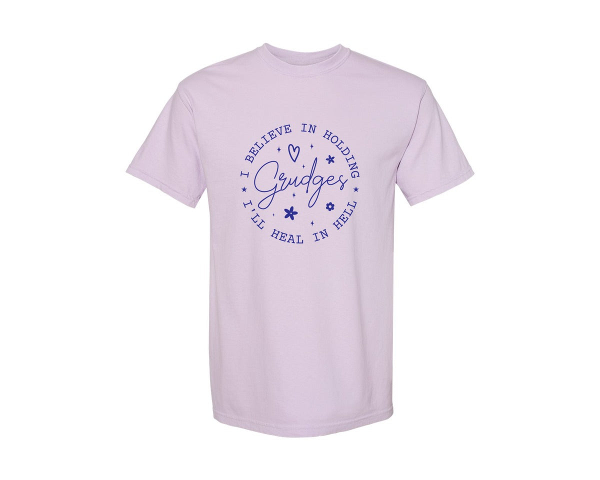 brand:Comfort Colors|color:Orchid|I Believe In Holding Grudges Ill Heal Graphic T-Shirt