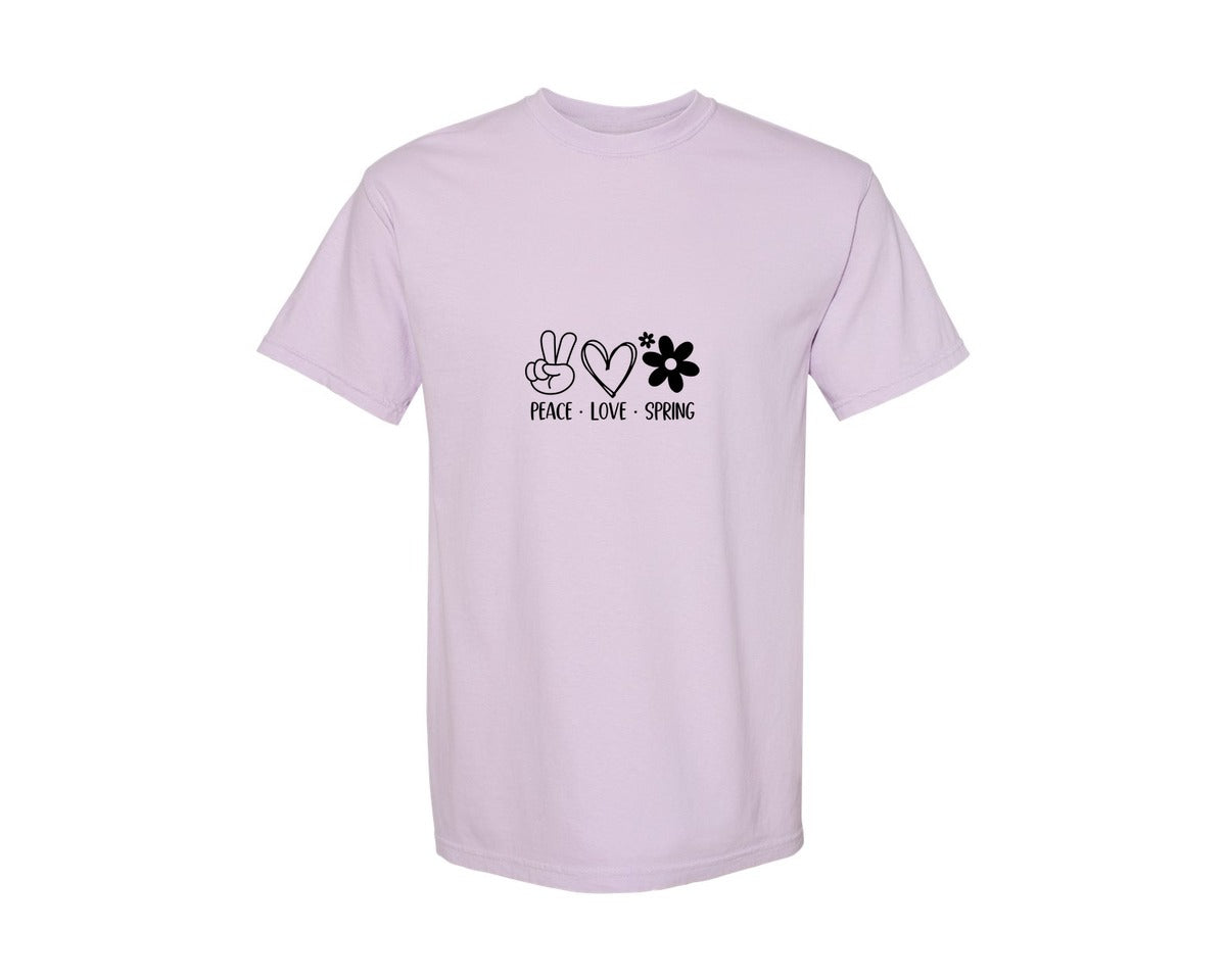 brand:Comfort Colors|color:Orchid|Peace Love Spring 4 Graphic T-Shirt