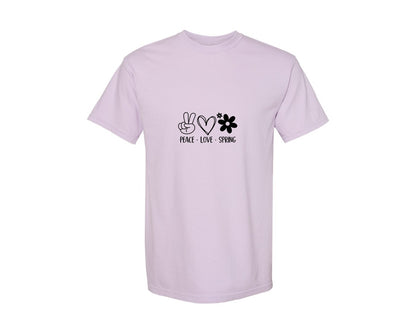 brand:Comfort Colors|color:Orchid|Peace Love Spring 4 Graphic T-Shirt