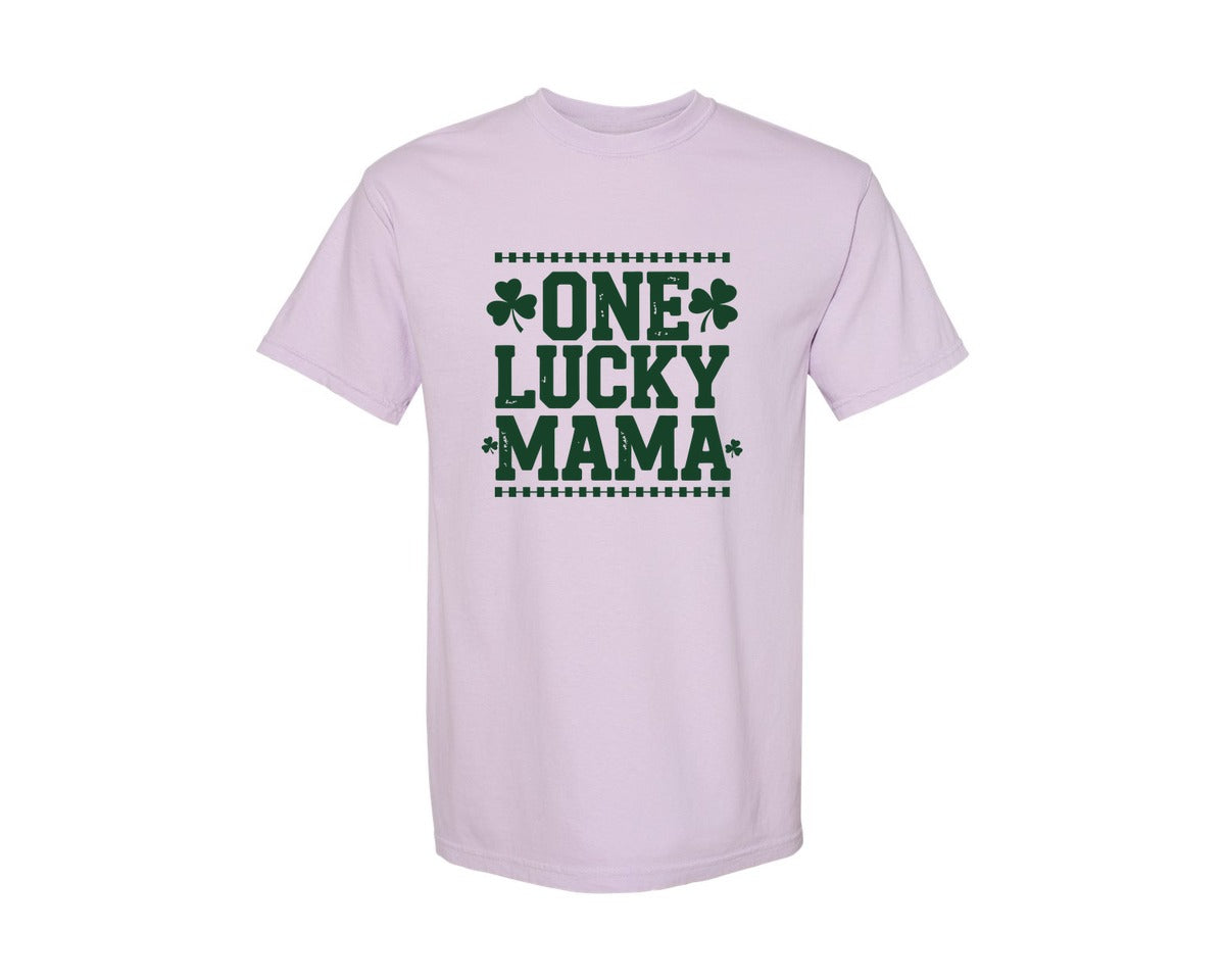 brand:Comfort Colors|color:Orchid|One Lucky Mama Design 40 Graphic T-Shirt