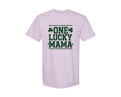 brand:Comfort Colors|color:Orchid|One Lucky Mama Design 40 Graphic T-Shirt