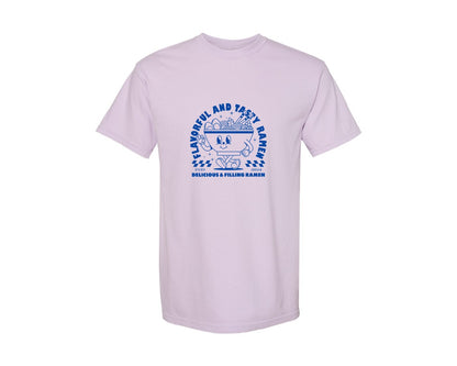 brand:Comfort Colors|color:Orchid|Retro Ramen Noodle Cartoon Mascot Design Graphic T-Shirt