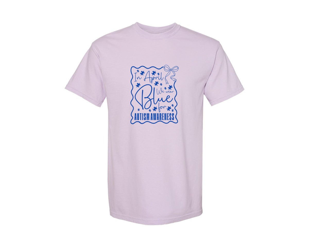 brand:Comfort Colors|color:Orchid|In April We Wear Blue Autism 2 Graphic T-Shirt