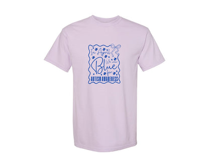 brand:Comfort Colors|color:Orchid|In April We Wear Blue Autism 2 Graphic T-Shirt