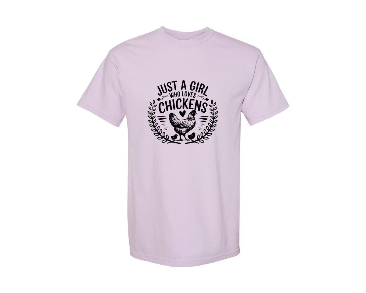 brand:Comfort Colors|color:Orchid|Just A Girl Who Loves Chickens T Shirt D Graphic T-Shirt