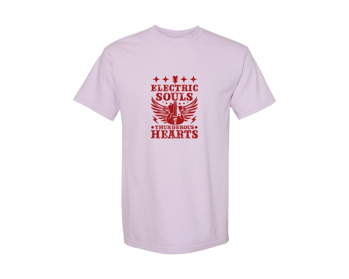 brand:Comfort Colors|color:Orchid|Electric Souls Thunderous Hearts Graphic T-Shirt