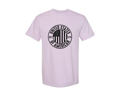 brand:Comfort Colors|color:Orchid|United States Of America Patriotic Graphic T-Shirt