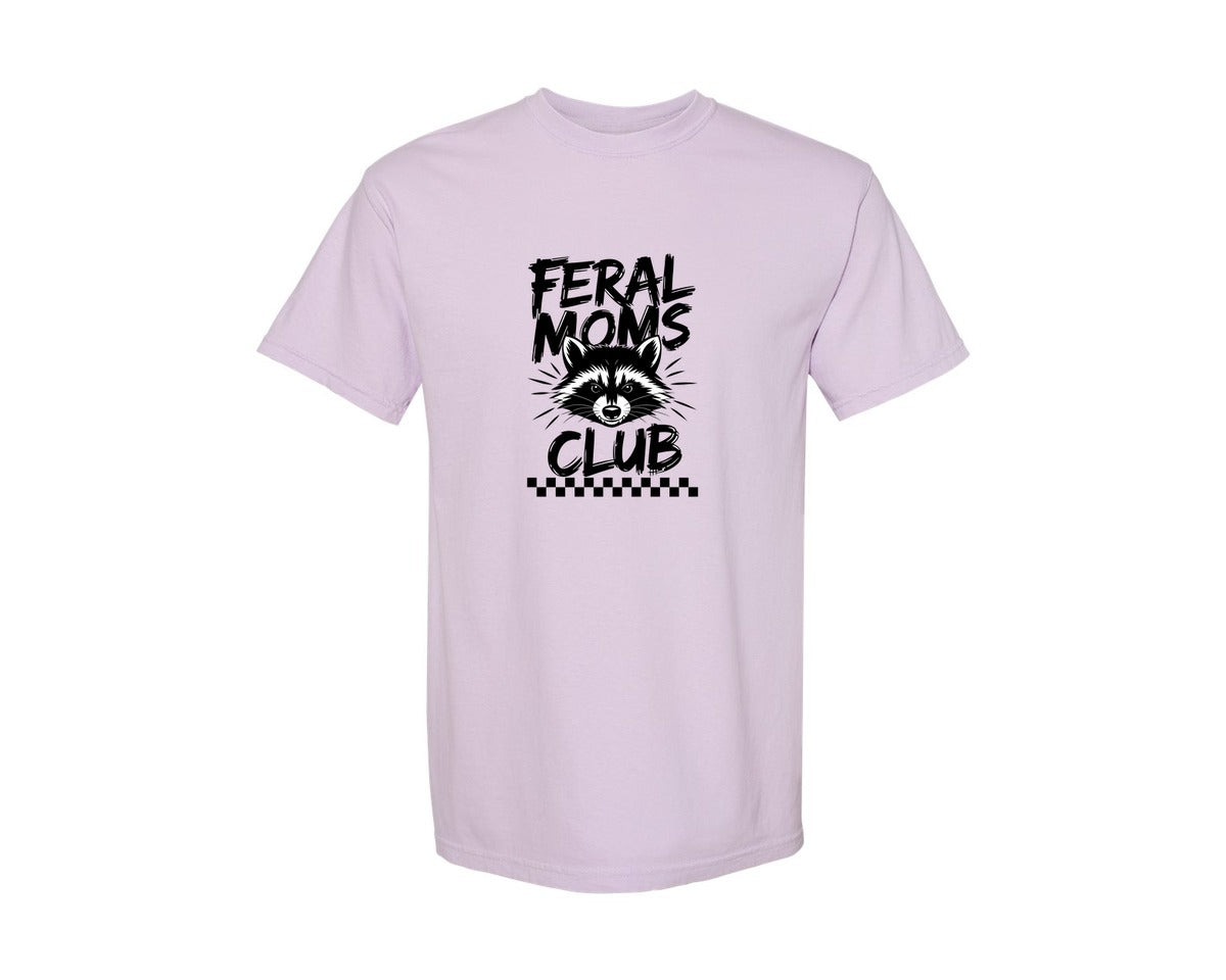 brand:Comfort Colors|color:Orchid|Feral Moms Club Mom Life Raccoon Graphic T-Shirt