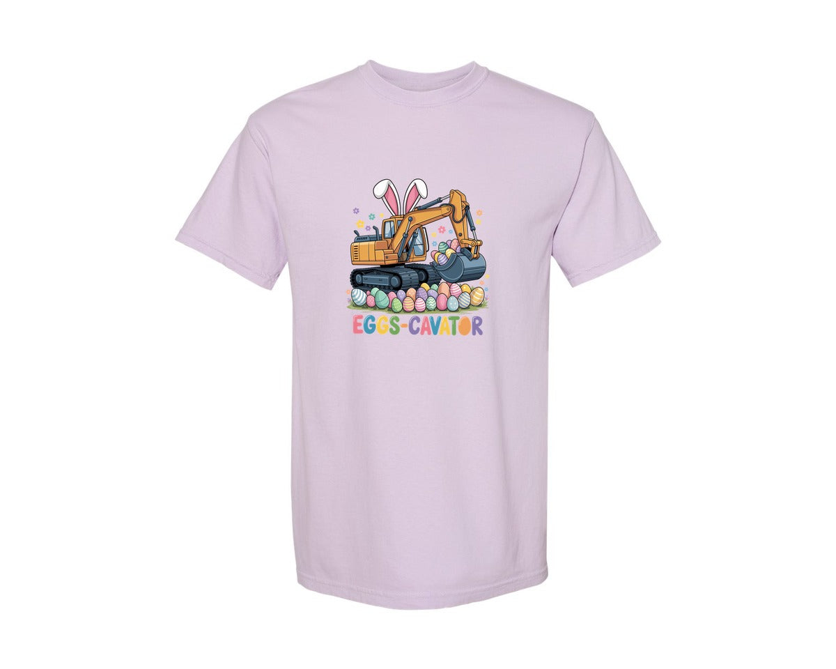 brand:Comfort Colors|color:Orchid|Eggs Cavator Easter Excavator 3 Graphic T-Shirt