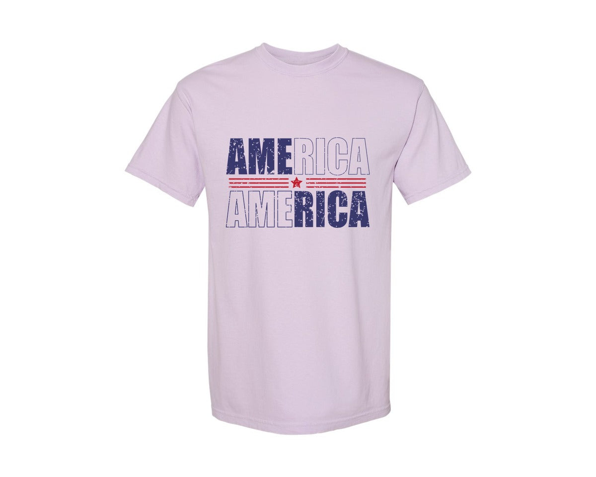 brand:Comfort Colors|color:Orchid|America Patriotic Graphic T-Shirt
