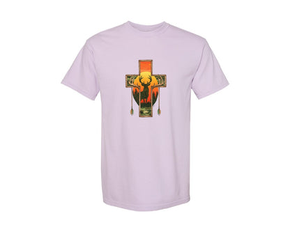 brand:Comfort Colors|color:Orchid|Deer Cross Rustic Hunting Cross Sub Graphic T-Shirt