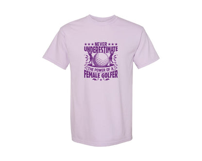 brand:Comfort Colors|color:Orchid|Female Golfer Golf Club T Shirt Design Graphic T-Shirt