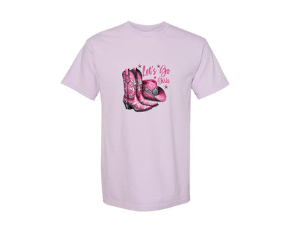 brand:Comfort Colors|color:Orchid|Lets Go Girls Cowgirl Boots 2 Graphic T-Shirt