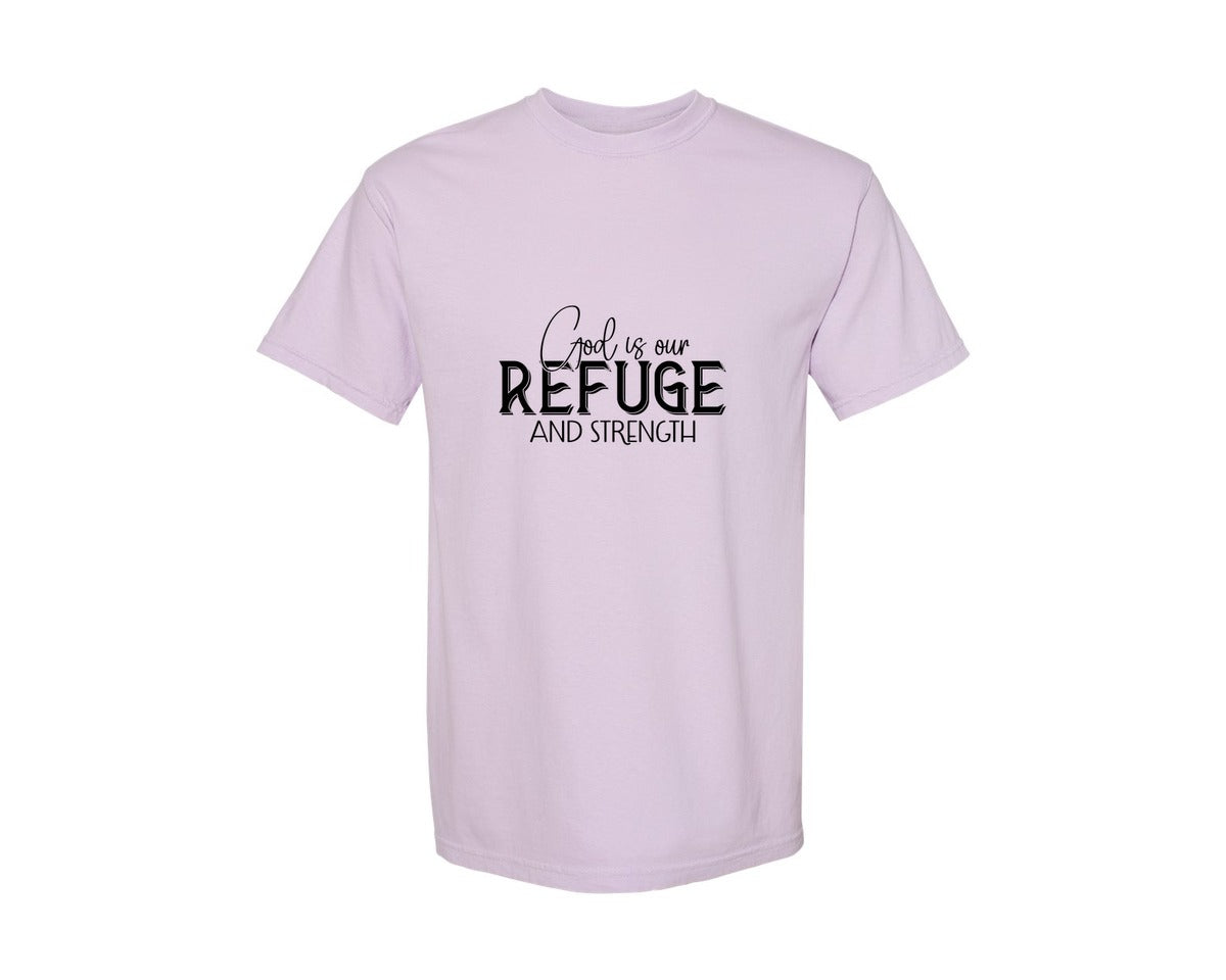 brand:Comfort Colors|color:Orchid|God Is Our Refuge And Strength Sleeve Sv Graphic T-Shirt