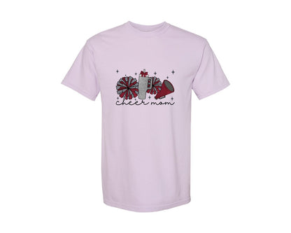 brand:Comfort Colors|color:Orchid|Cheer Mom Glitter Cheerleading Graphic T-Shirt