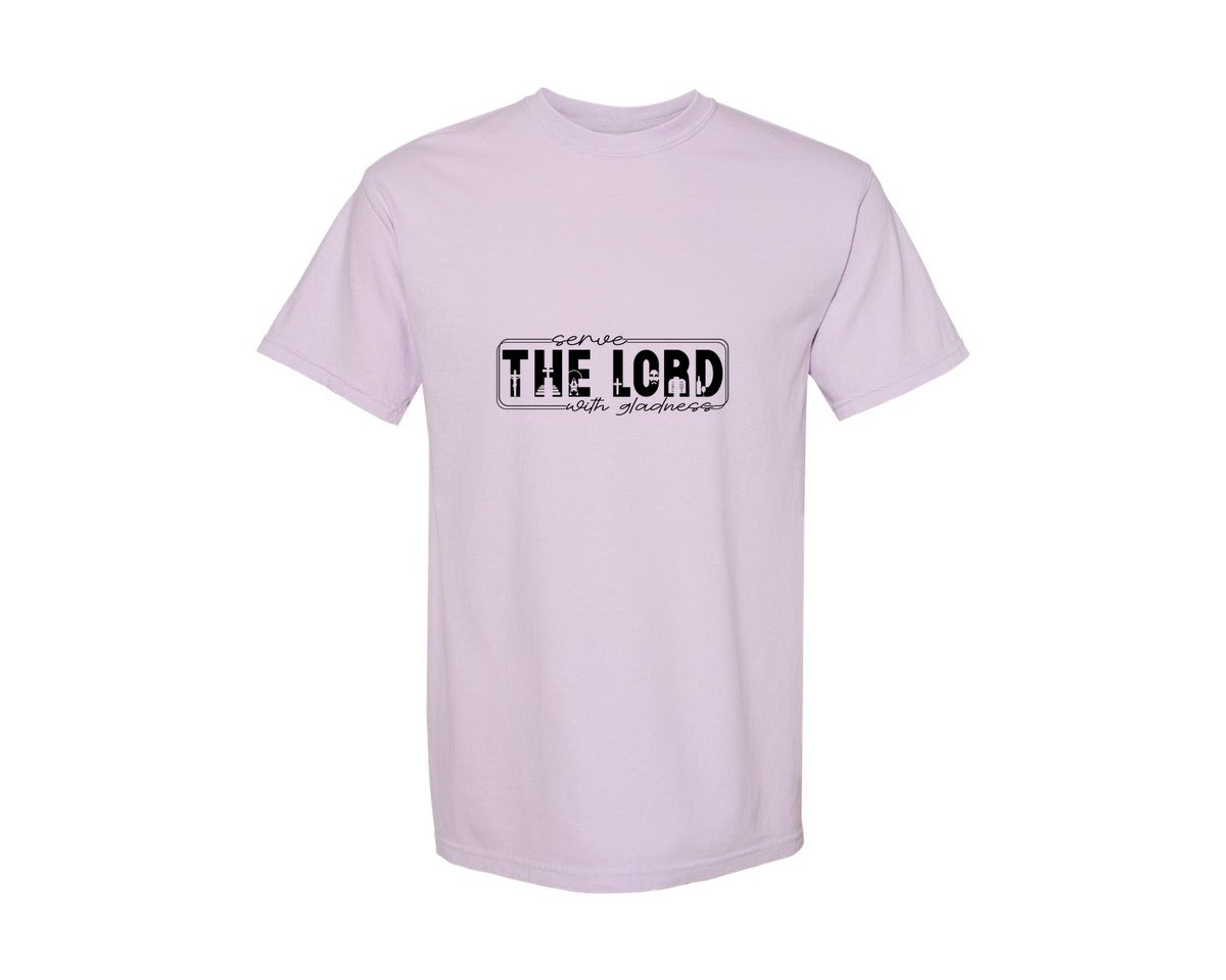 brand:Comfort Colors|color:Orchid|Serve The Lord With Gladness Sleeve Graphic T-Shirt