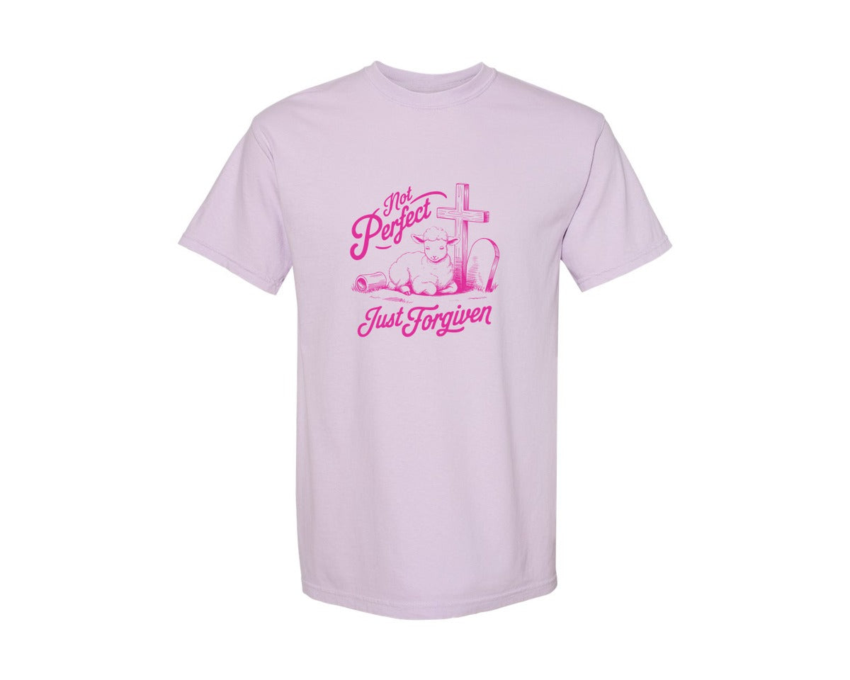brand:Comfort Colors|color:Orchid|Not Perfect Just Forgiven Design 18 Graphic T-Shirt