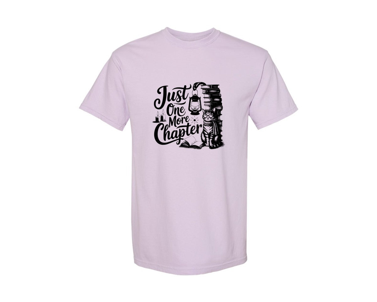 brand:Comfort Colors|color:Orchid|Just One More Chapter T Shirt Design Graphic T-Shirt