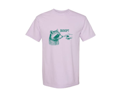 brand:Comfort Colors|color:Orchid|Boop Raccoon Finger Touching Nose Graphic T-Shirt