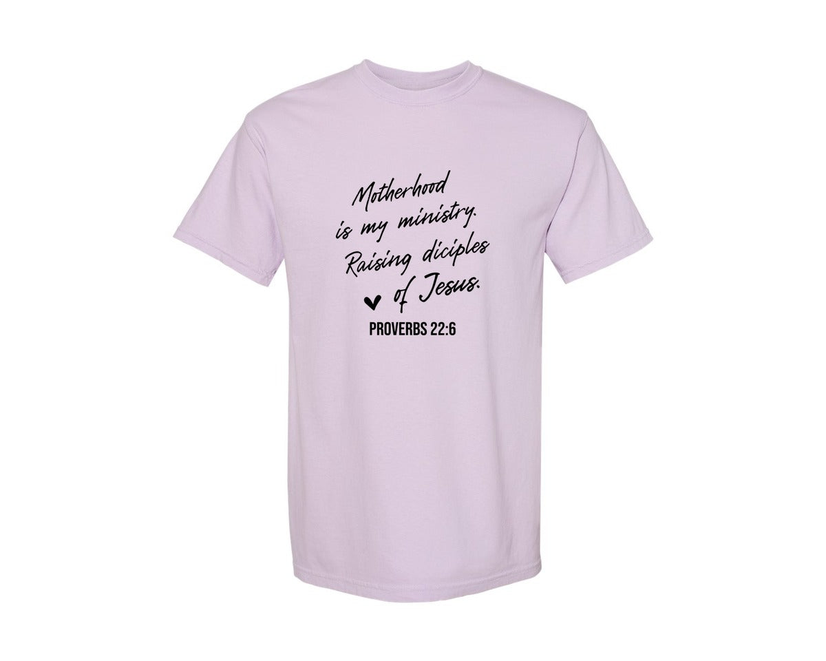 brand:Comfort Colors|color:Orchid|Christian Mom Motherhood Is Kingdom Graphic T-Shirt