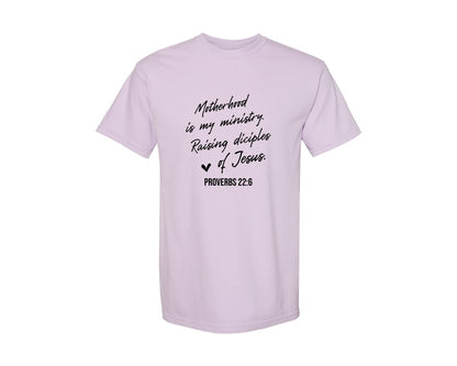 brand:Comfort Colors|color:Orchid|Christian Mom Motherhood Is Kingdom Graphic T-Shirt