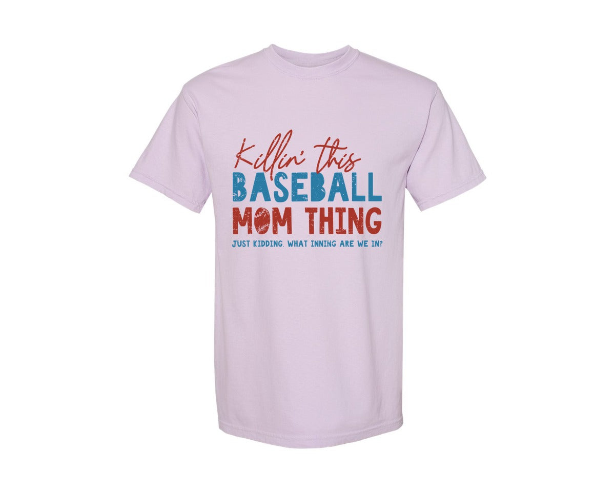 brand:Comfort Colors|color:Orchid|Funny Baseball Mom Thing Graphic T-Shirt