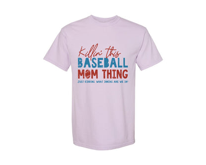 brand:Comfort Colors|color:Orchid|Funny Baseball Mom Thing Graphic T-Shirt