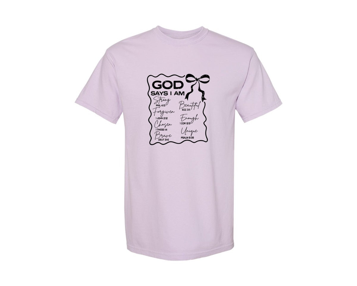 brand:Comfort Colors|color:Orchid|God Says I Am Coquette Christian Graphic T-Shirt