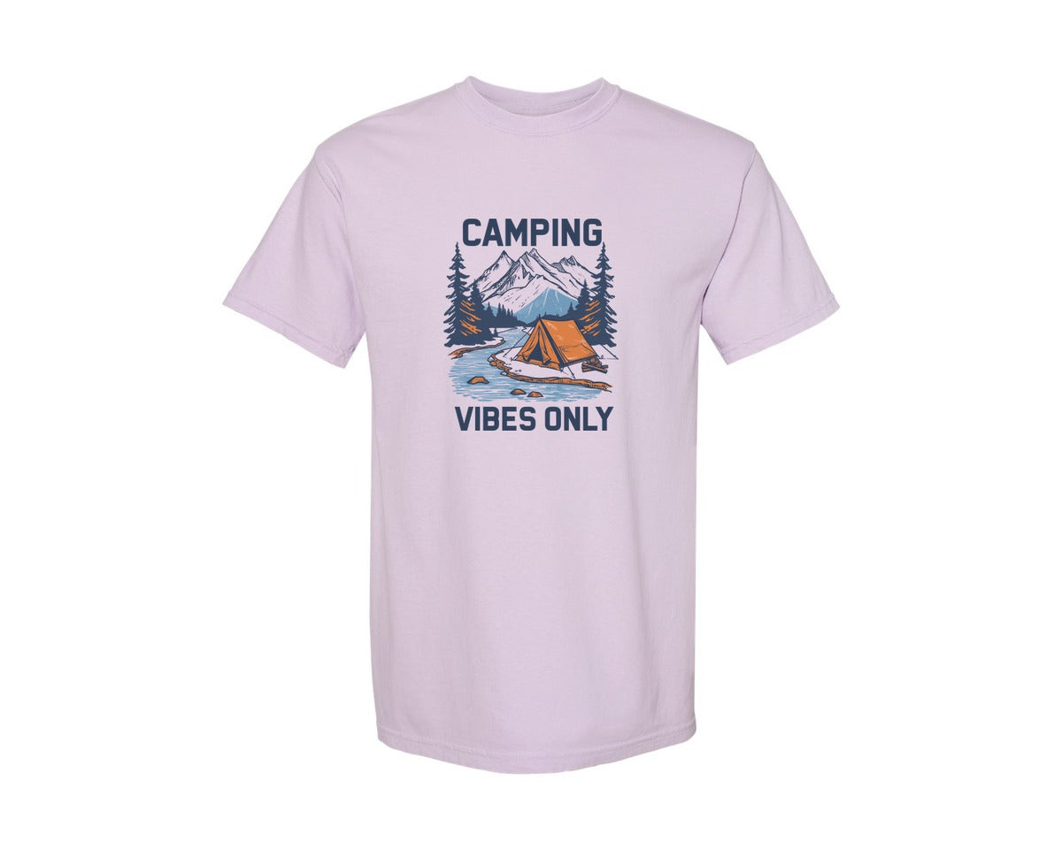 brand:Comfort Colors|color:Orchid|Camping Vibes Only Outdoor Adventure Tee Graphic T-Shirt