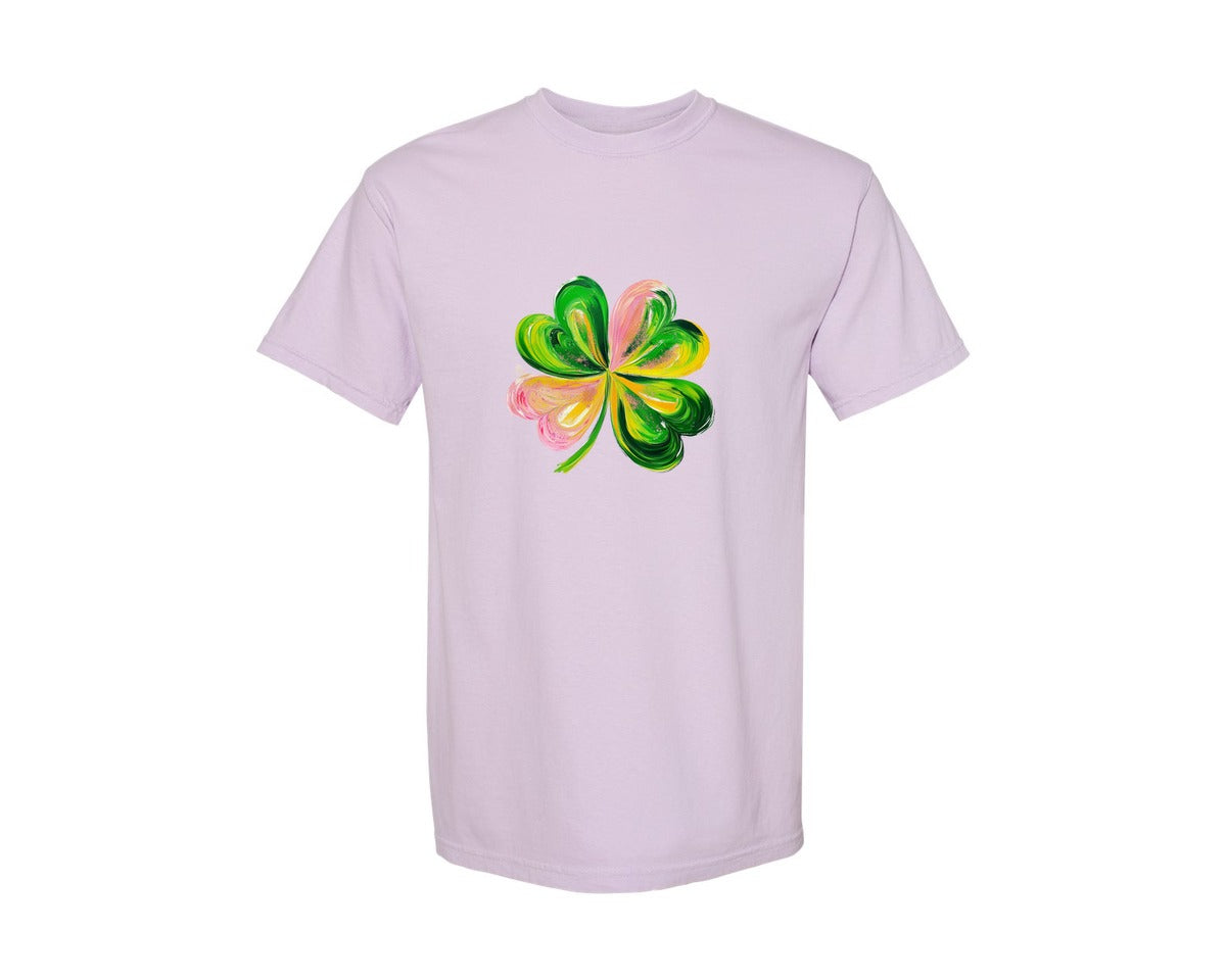 brand:Comfort Colors|color:Orchid|Brushstroke Shamrock Graphic T-Shirt