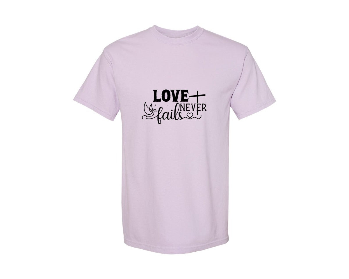 brand:Comfort Colors|color:Orchid|Love Never Fails Sleeve Svgbible Quotes Graphic T-Shirt