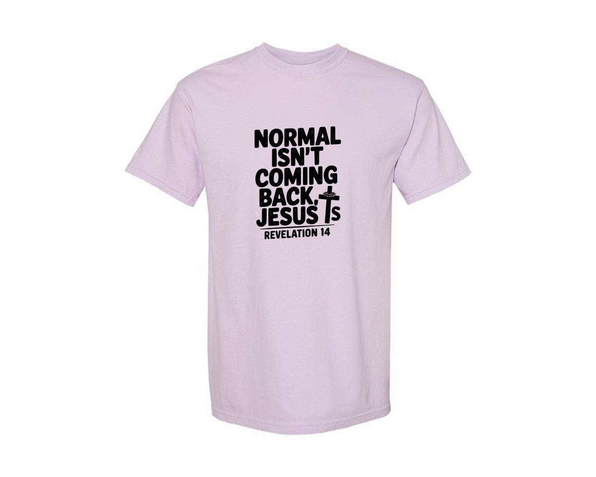 brand:Comfort Colors|color:Orchid|Normal Isnt Coming Back But Jesus Is Sv Graphic T-Shirt