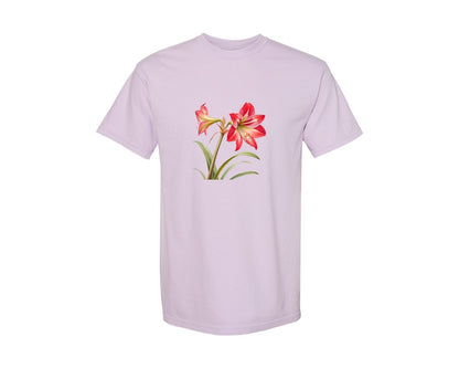 brand:Comfort Colors|color:Orchid|Red Amaryllis Flower T Shirt Design Graphic T-Shirt