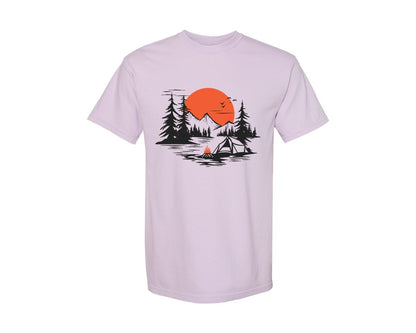 brand:Comfort Colors|color:Orchid|Sunset Camping Adventure T Shirt Design 9 Graphic T-Shirt