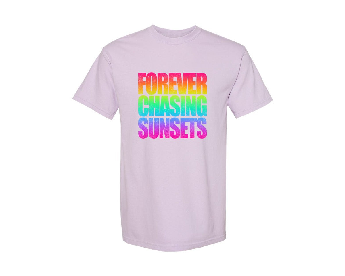 brand:Comfort Colors|color:Orchid|Forever Chasing Sunsets Distressed 2 Graphic T-Shirt