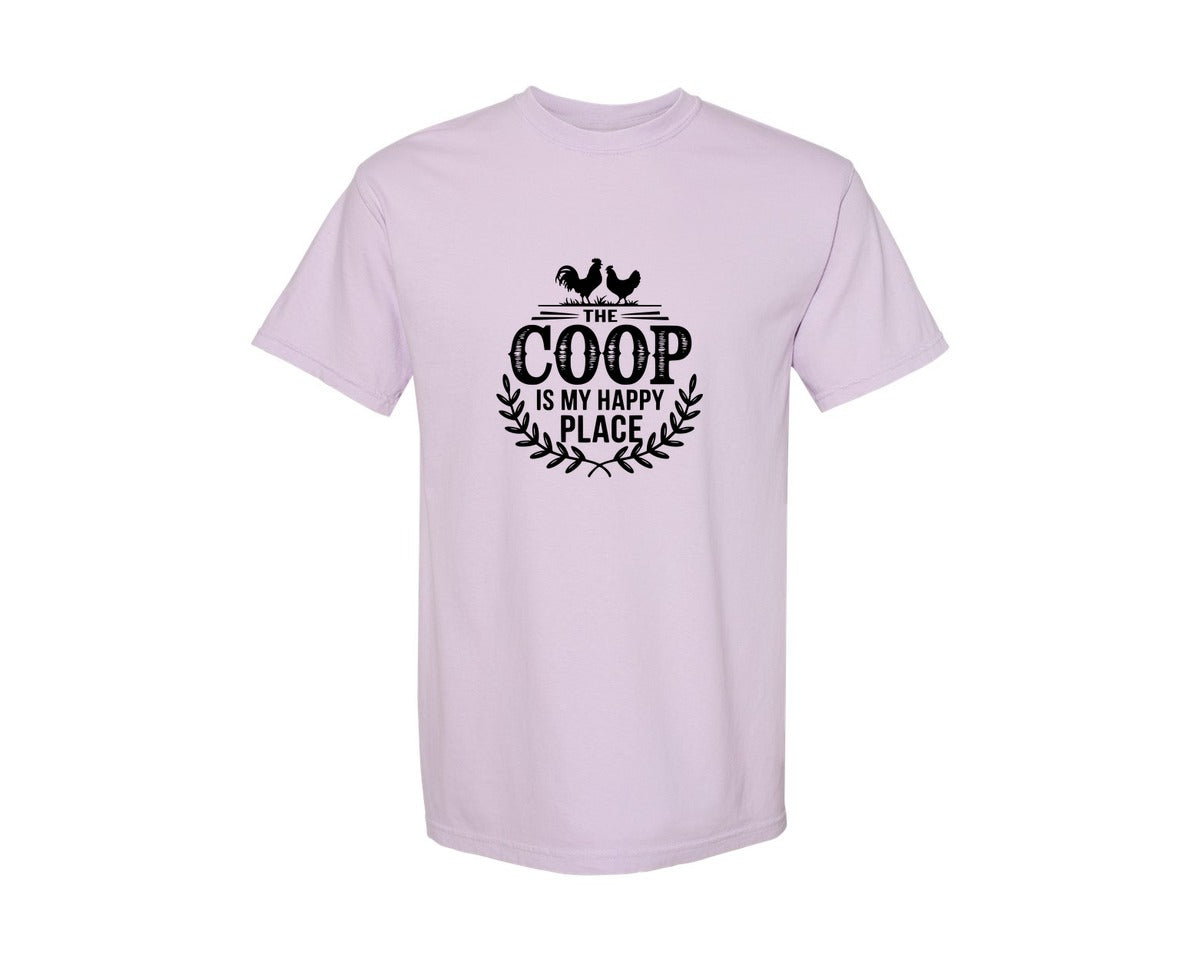brand:Comfort Colors|color:Orchid|The Coop Is My Happy Place T Shirt Desig Graphic T-Shirt