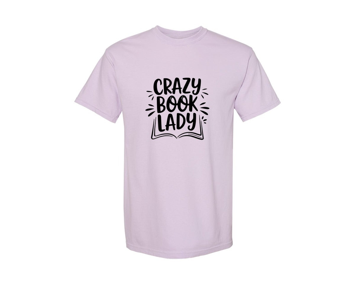 brand:Comfort Colors|color:Orchid|Crazy Book Lady T Shirt Design 4 Graphic T-Shirt