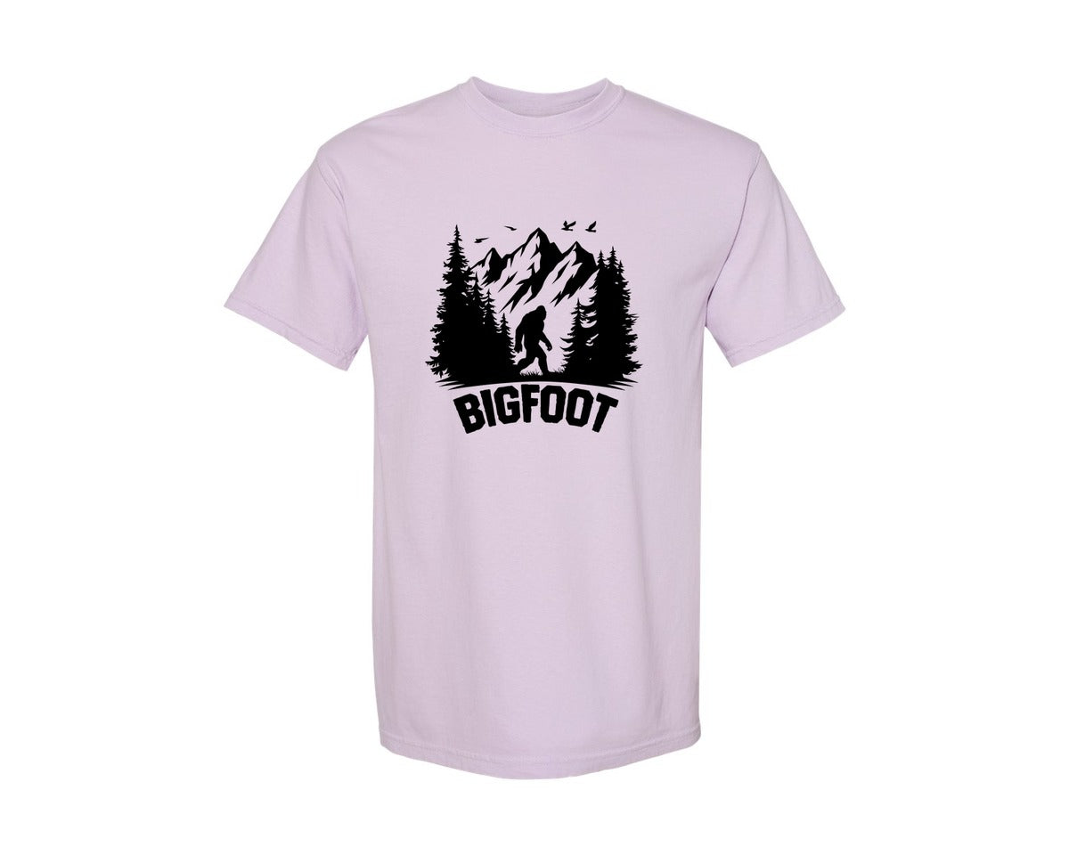 brand:Comfort Colors|color:Orchid|Retro Bigfoot Silhouette Pixel Art Graphic T-Shirt
