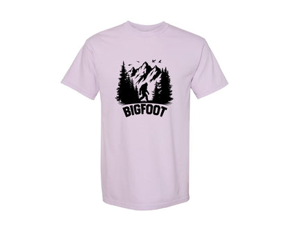 brand:Comfort Colors|color:Orchid|Retro Bigfoot Silhouette Pixel Art Graphic T-Shirt