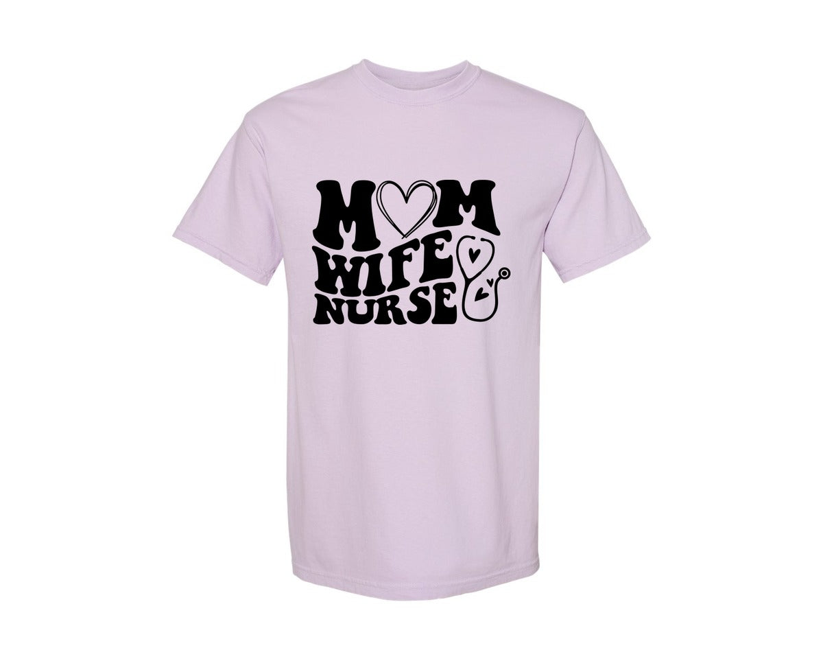 brand:Comfort Colors|color:Orchid|Mom Wife Nurse Wavy Graphic T-Shirt