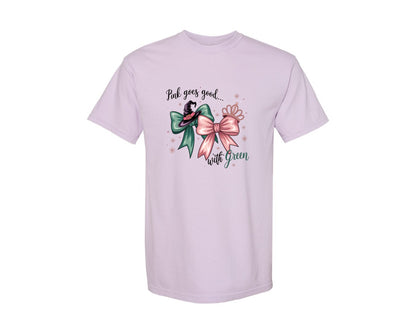brand:Comfort Colors|color:Orchid|Pink Goes Good With Green 4 Graphic T-Shirt